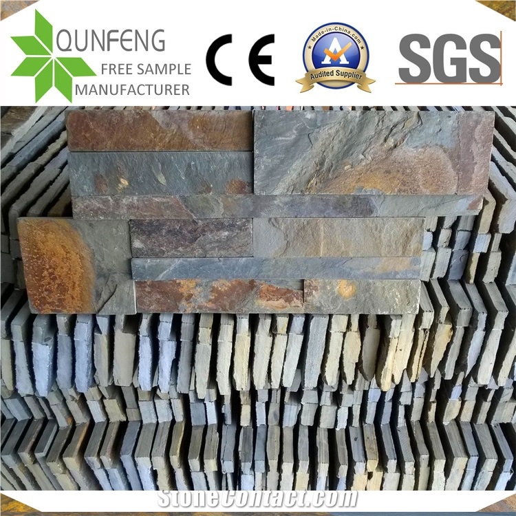 18X35CM China Natural Stacked Stone Rusty Slate Wall Panel