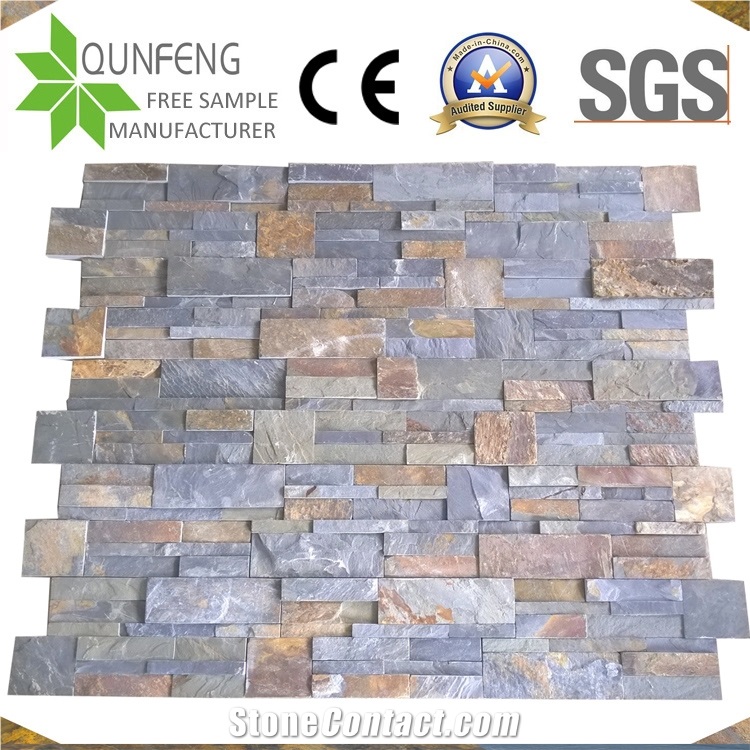 China Multicolor Stone Panel Cultural Slate Wall Cladding