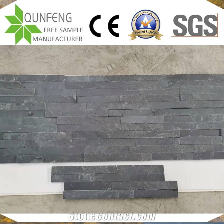 China Natural Black Slate Wall Z Cladding Ledge Stone Panels