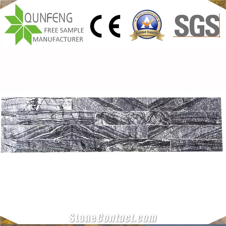 China Natural Black Split Marble Stacked Stone Panels