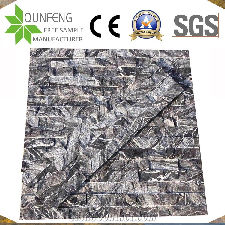 China Natural Black Split Marble Stacked Stone Panels