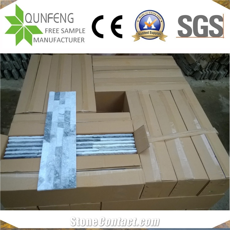 China Natural Grey Stacked Stone Quartzite Wall Cladding