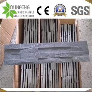 China Natural Split Black Wall Cladding Slate Stacked Stone