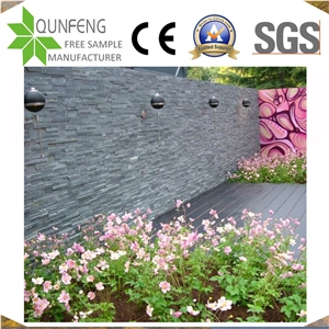 China Natural Split Black Wall Cladding Slate Stacked Stone