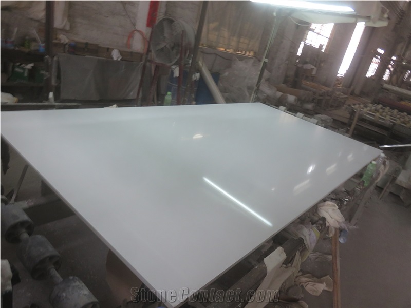 Snow White Pure White Quartz Artificial Slab Tile Building