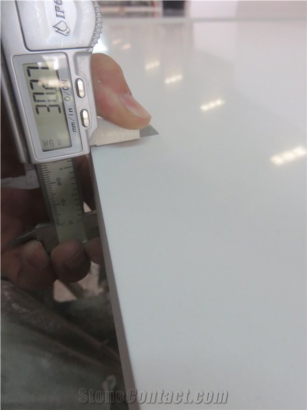 Snow White Pure White Quartz Artificial Slab Tile Building
