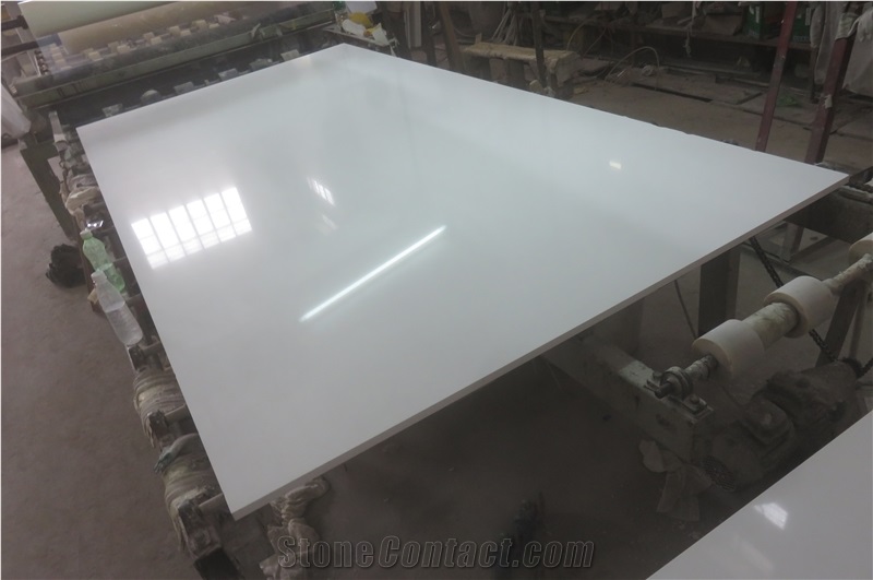 Snow White Pure White Quartz Artificial Slab Tile Building