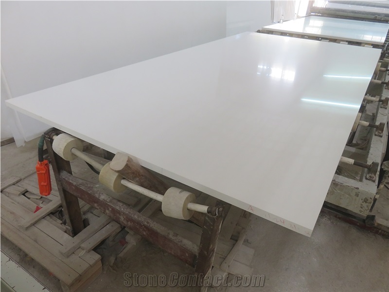 Snow White Pure White Quartz Artificial Slab Tile Building