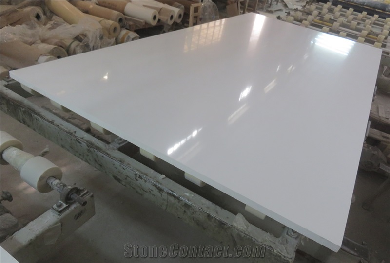 Snow White Pure White Quartz Artificial Slab Tile Building