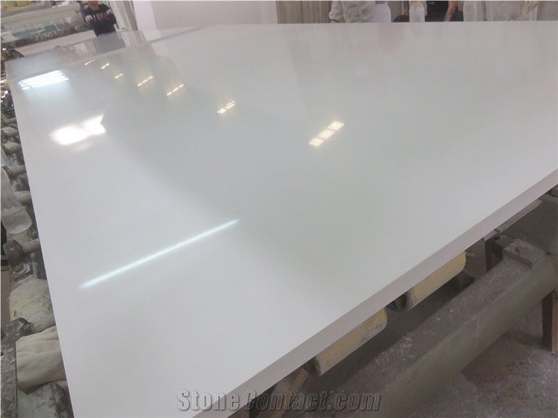 Snow White Pure White Quartz Artificial Slab Tile Building