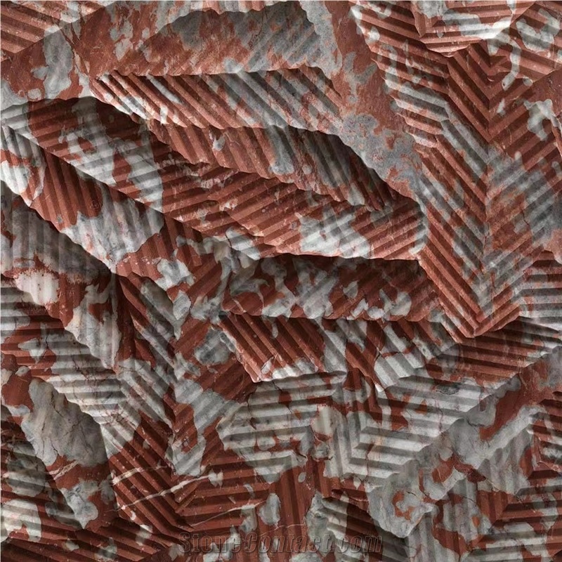 Green Marble 3D Wall Decor Panel, CNC Carved Wall Panels