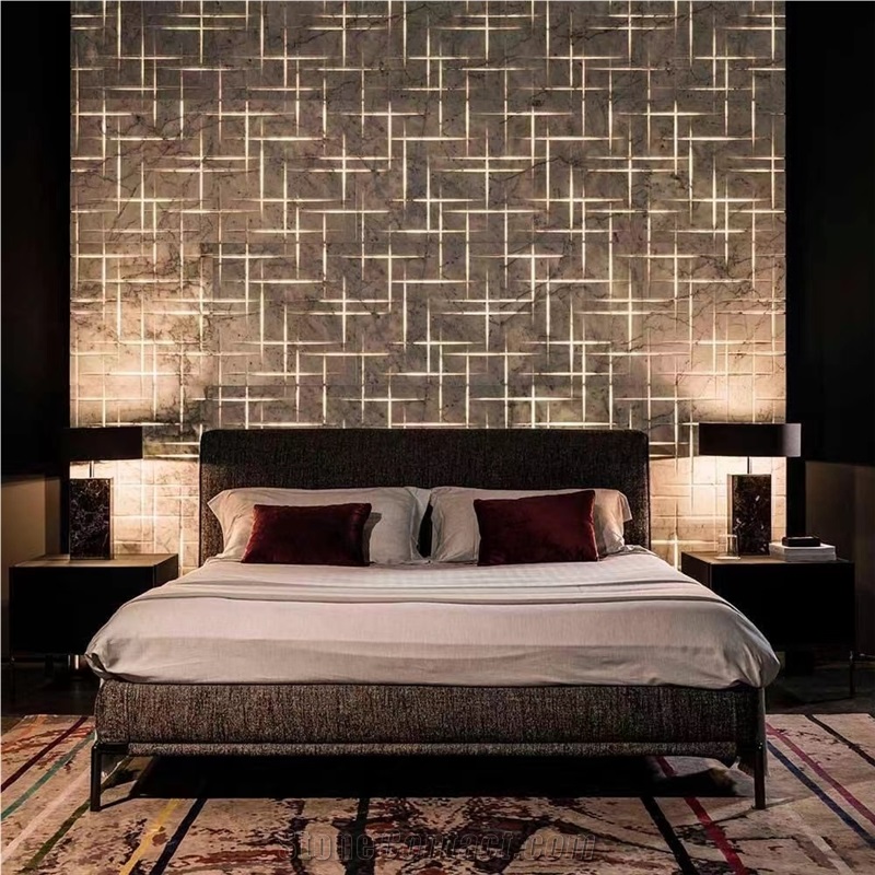 Green Marble 3D Wall Decor Panel, CNC Carved Wall Panels