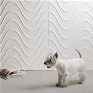 Green Marble 3D Wall Decor Panel, CNC Carved Wall Panels