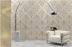 Green Marble 3D Wall Decor Panel, CNC Carved Wall Panels