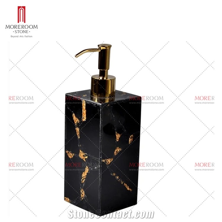Black Stone With Gold Foil Bathroom Sets