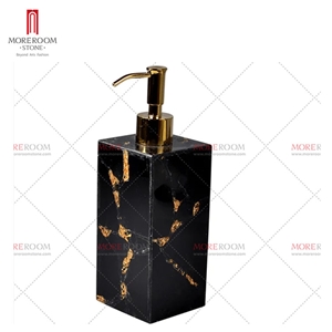 Black Stone With Gold Foil Bathroom Sets