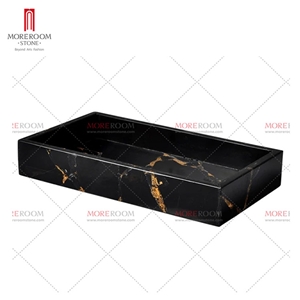 Black Stone With Gold Foil Bathroom Sets