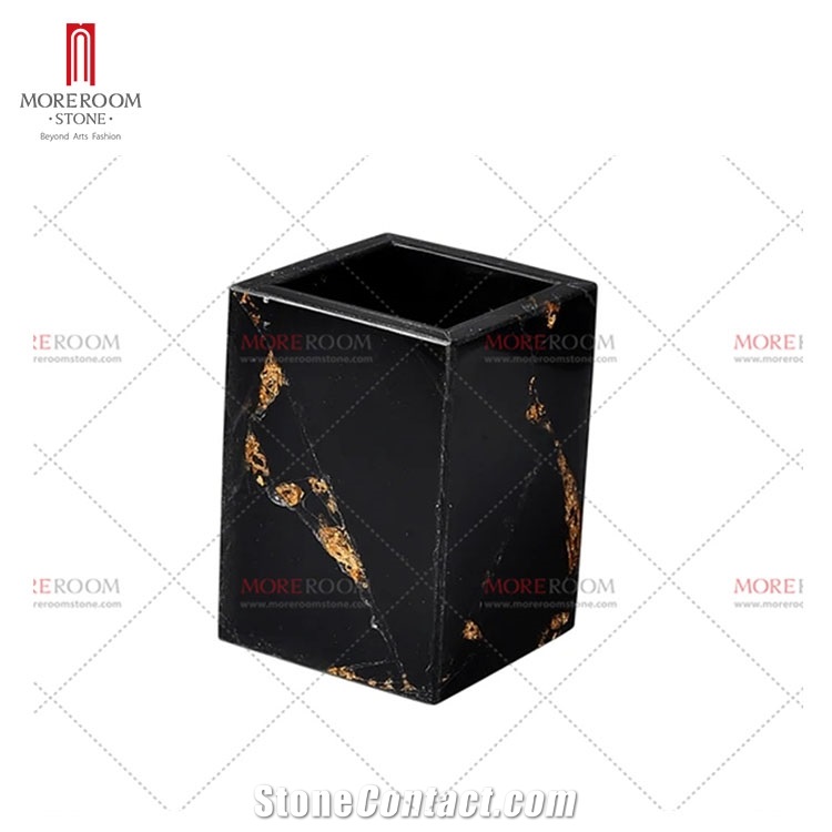 Black Stone With Gold Foil Bathroom Sets