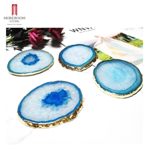 Green/Blue Quartz Agate Coasters 5Mm