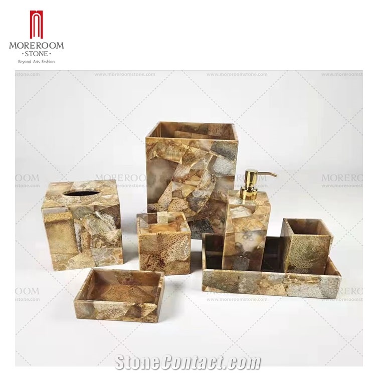 Grey Agate Gemstone Bathroom Sets