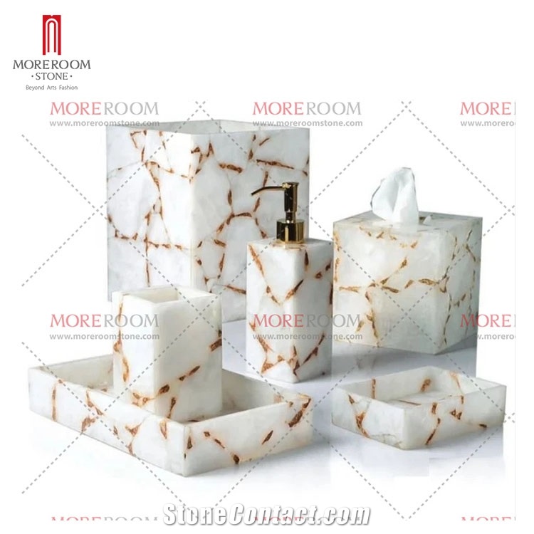 Grey Agate Gemstone Bathroom Sets