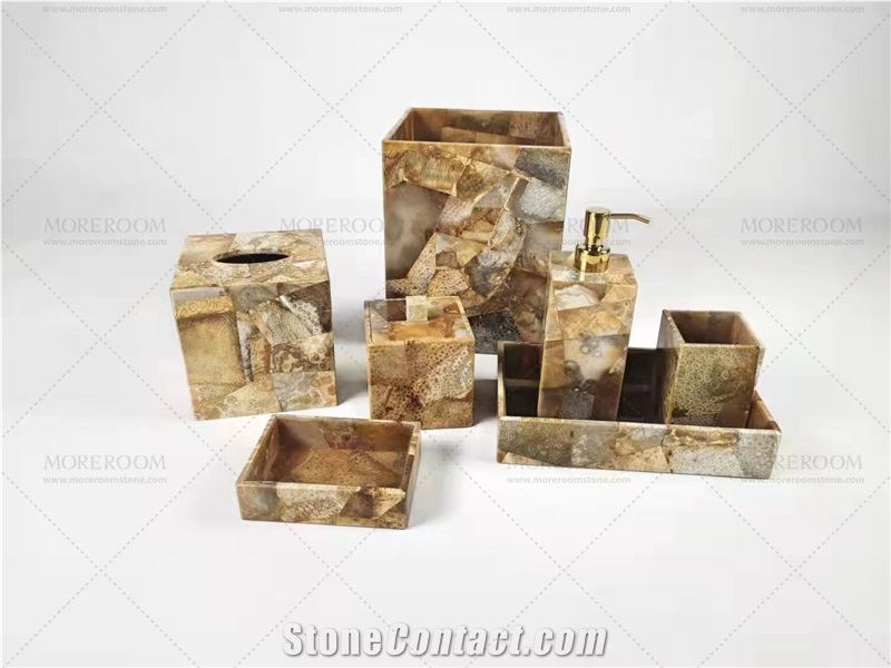 Lapis Lazuli Semiprecious Stone Bathroom Agate Bathroom Set