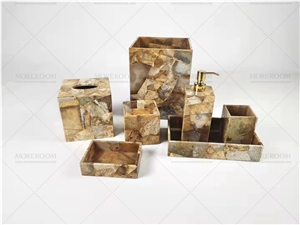 Lapis Lazuli Semiprecious Stone Bathroom Agate Bathroom Set