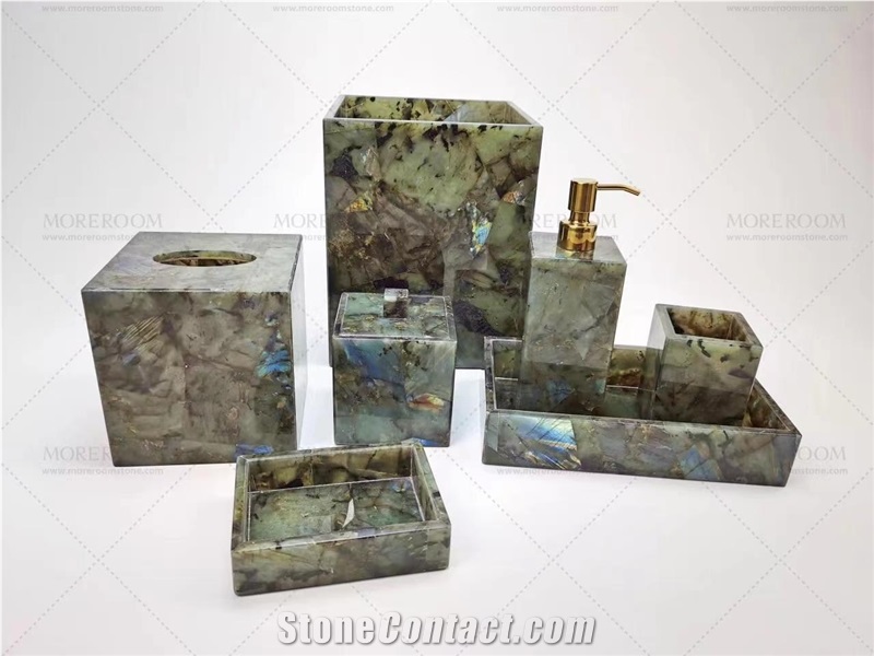 Lapis Lazuli Semiprecious Stone Bathroom Agate Bathroom Set