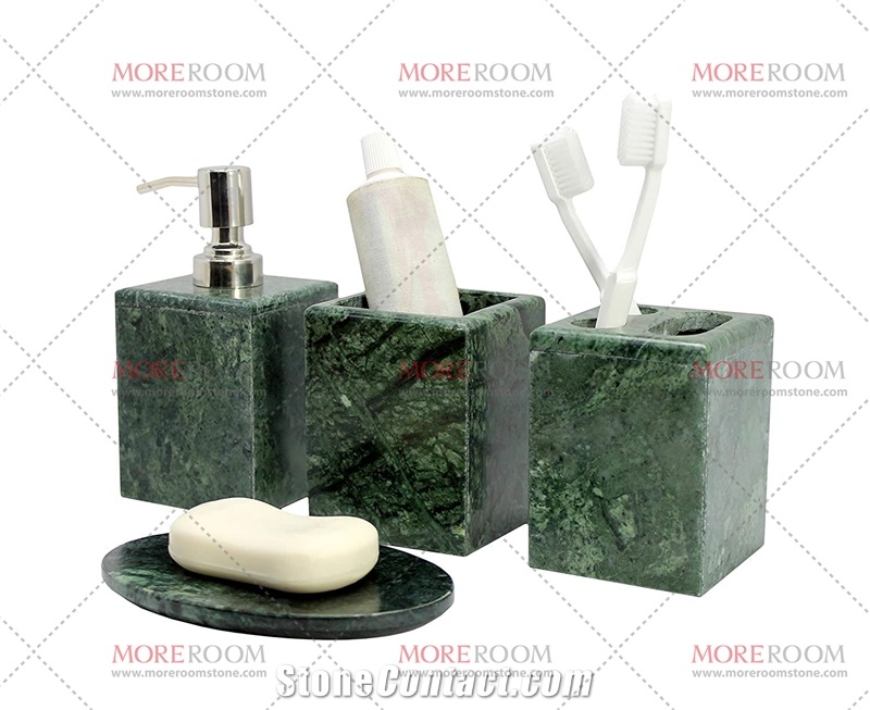 Pink Rose Quartz Semiprecious Stone Bathroom Set