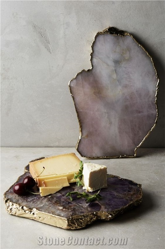 Purple Agate Tray Cheese Board And Knife Set
