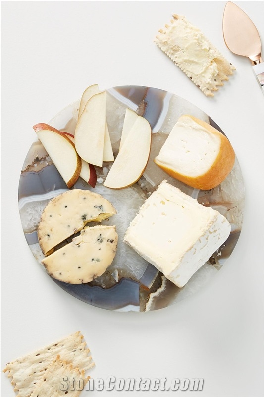 Purple Agate Tray Cheese Board And Knife Set