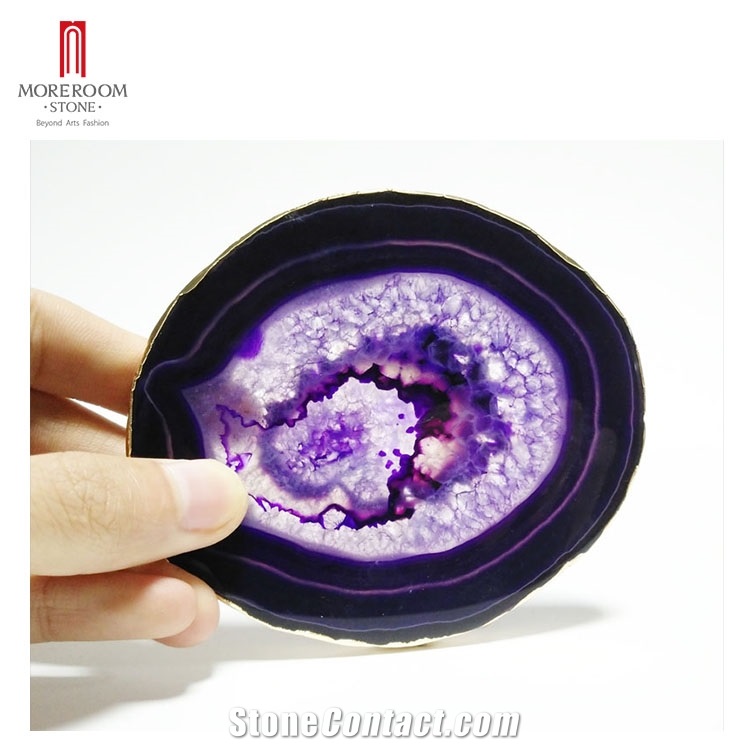 Purple Onyx Gemstones Crystals Quartz Square Coasters