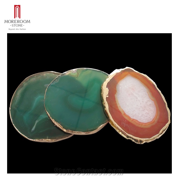 Red Onyx Marble Drink Tray Coasters
