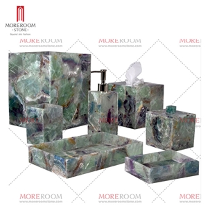 Semiprecious Stone Fluorite Luxury Bathroom Set Bathroom Accessories