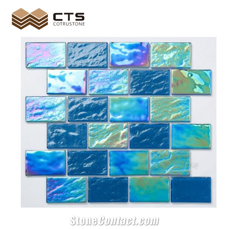 Attractive Design Mixed Color Glass Mosaic Cut To Tiles