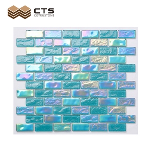 Attractive Design Mixed Color Glass Mosaic Cut To Tiles