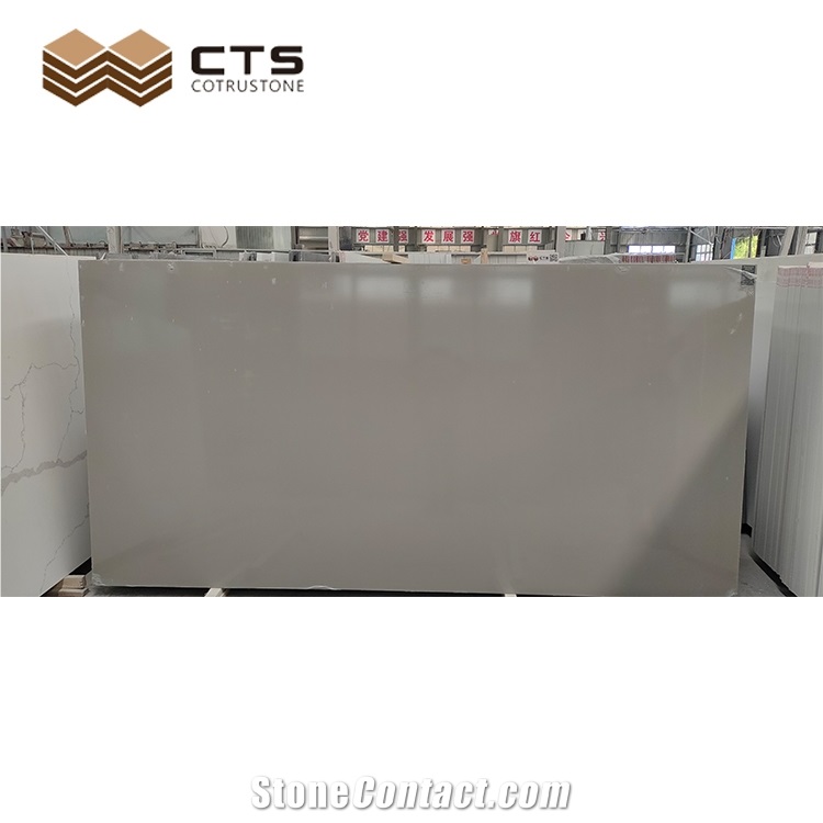 Big Quartz Slabs Light Grey Cheap Floor Tiles Custom