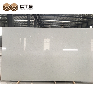 Good Quality White Mirror Quartz Slab Grain For Kitchen