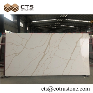 Highly Imitate Calacatta Gold Quartz Aritificial Stone Slabs