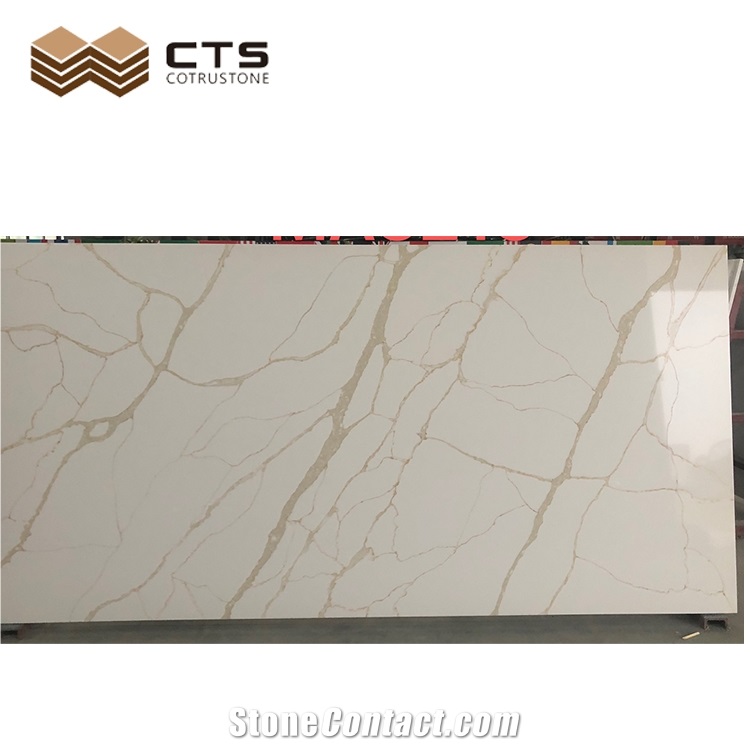 Highly Imitate Calacatta Gold Quartz Aritificial Stone Slabs