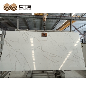 Highly Imitate Calacatta Gold Quartz Aritificial Stone Slabs