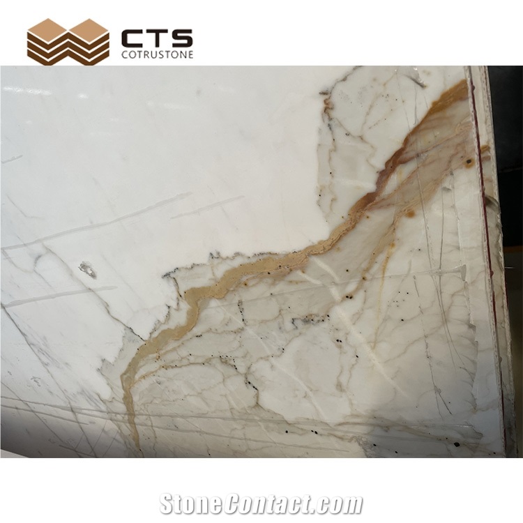 Hot Sale Polished Customized Flooring Calacatta Gold Quartz