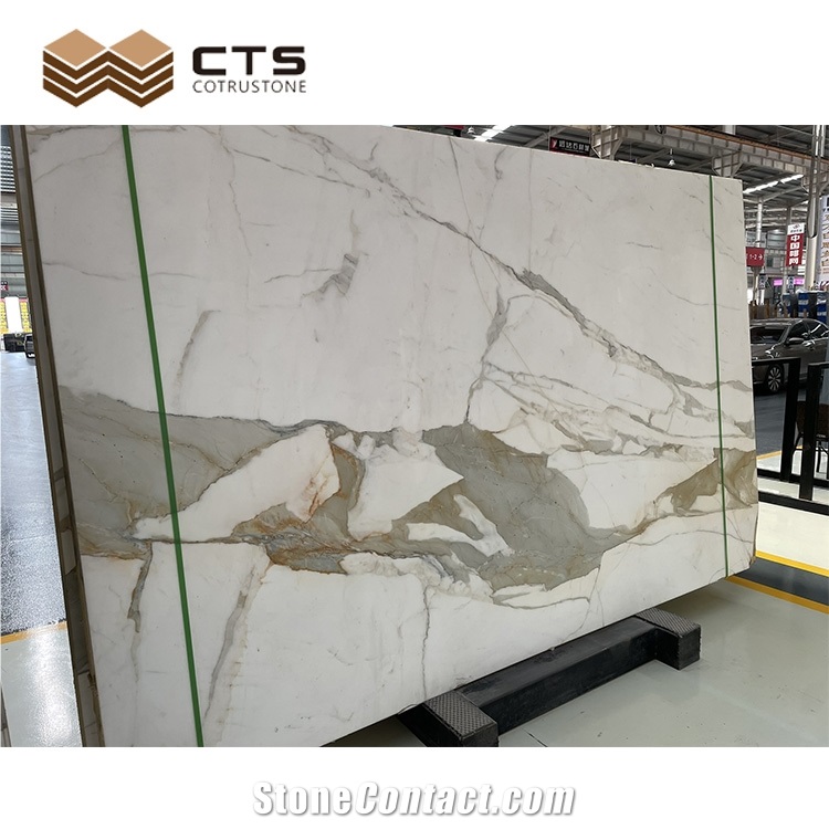 Hot Sale Polished Customized Flooring Calacatta Gold Quartz