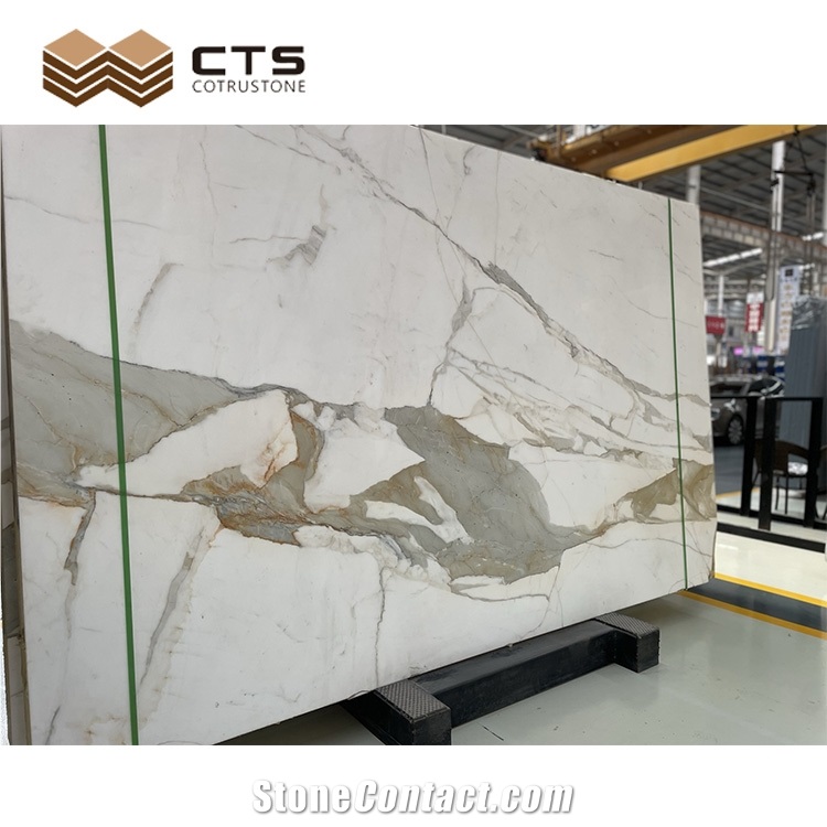 Hot Sale Polished Customized Flooring Calacatta Gold Quartz