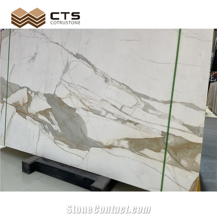 Hot Sale Polished Customized Flooring Calacatta Gold Quartz