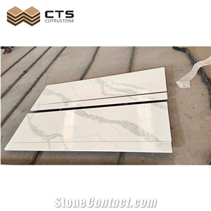 Marble Look Calacatta Quartz Kitchen Countertops