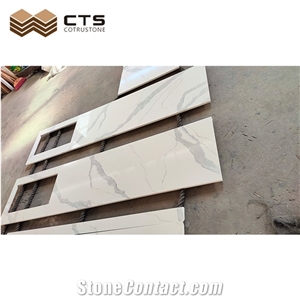 Marble Look Calacatta Quartz Kitchen Countertops
