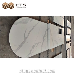 Marble Look Calacatta Quartz Kitchen Countertops
