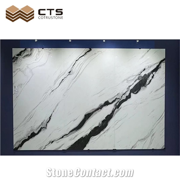 Marble Look Sintered Stone Slab Panda White