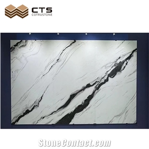 Marble Look Sintered Stone Slab Panda White